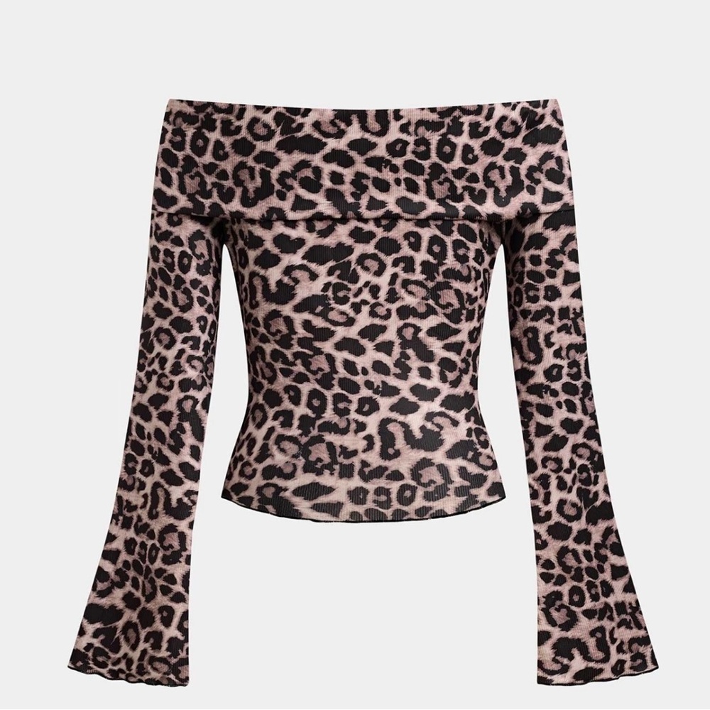 Leopard Print Off-Shoulder Top